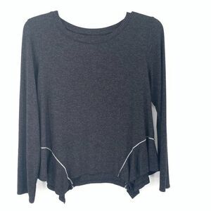 Ellen Tracy Dark Gray Jersey Knit Handkerchief Hem L/S Top M